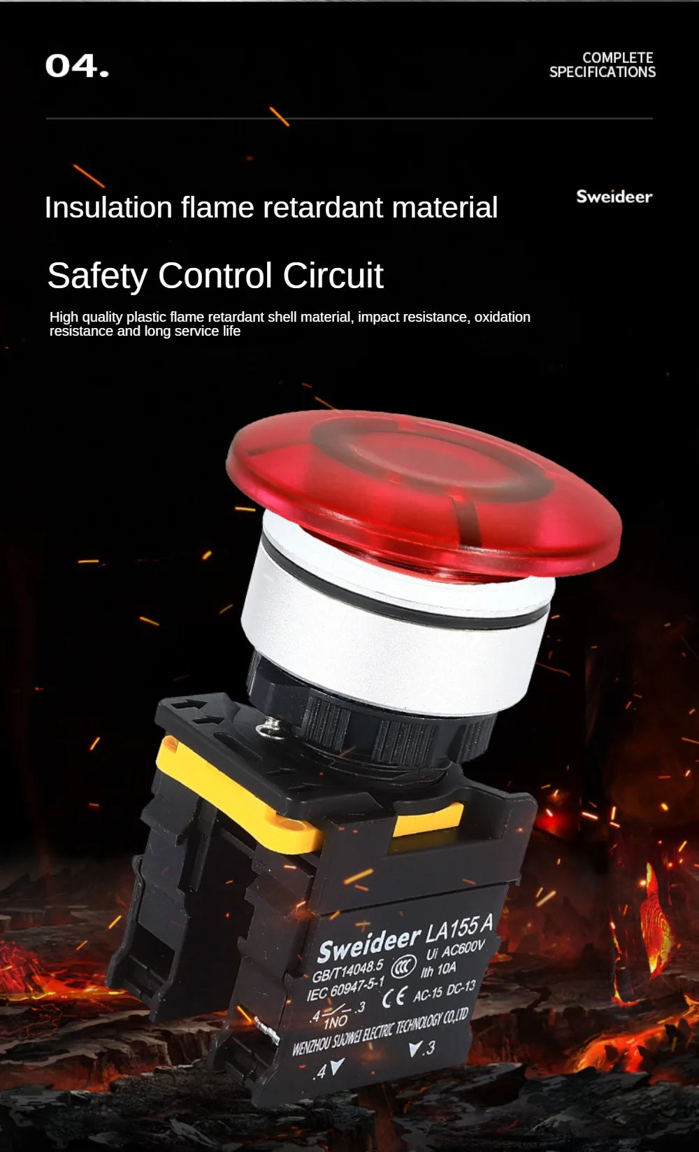 30mm Mushroom Button Switch with Light Waterproof Momentary Reset Self Locking Power Push Button Switch 12V 24V 220V 1NO 1NC Red