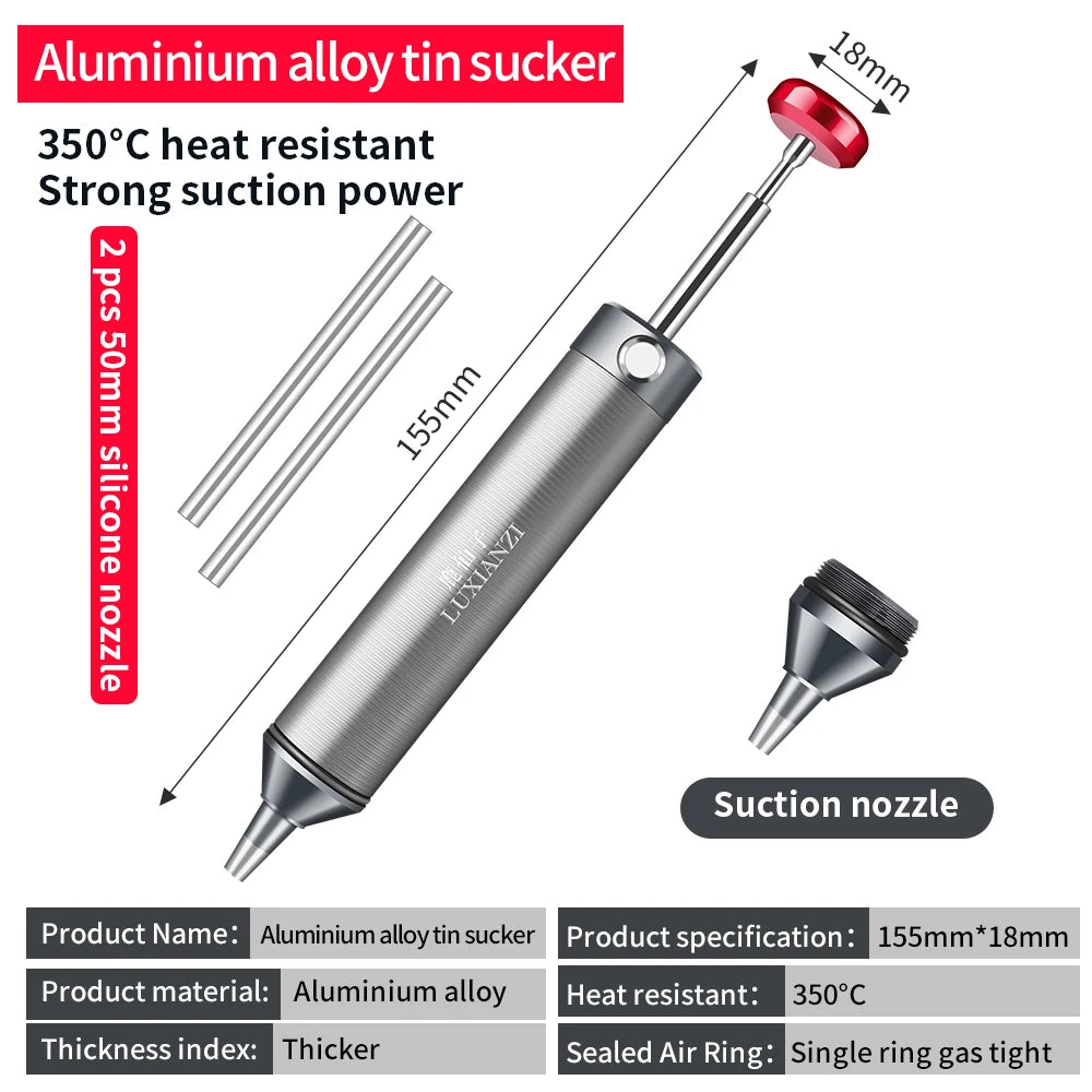 LUXIANZI Powerful Desoldering Pump Aluminum Suction Tin Gun Vacuum Soldering Iron Desolder Solder Sucker Pen Removal Hand Tools
