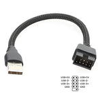 USB A Male to 9‑Pin Motherboard USB Header Extension Cable USB2.0 Mainboard Front Panel Internal Adapter Cord