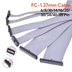 1Pcs FC 1.27mm Pitch 6P/10/14/16/20/30/34/40/50 Pin Gray Flat Ribbon Cable IDC Double Ends JTAG ISP Download Same Direction Data