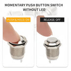 12mm Metal Button Switch Waterproof 1NO 3A High Head Momentary Suitable for Doorbells Car Start Horns Computer Automatic Reset
