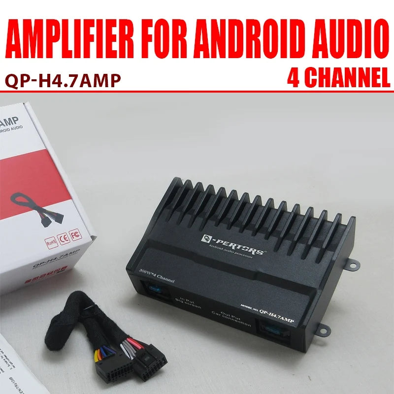 4-Channel DSP Car Amplifier, 300W Max / 4x75W RMS A/B Class Car Audio Amp, Digital Sound Processor for Vehicle Stereo System