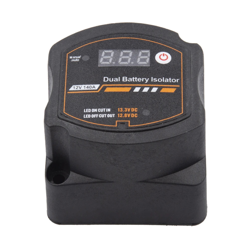 Dual Battery Isolator 12V 140A Auto Manual Voltage Sensitive Relay with Digital Voltmeter Smart VSR for Camper Car RV Yacht Boat