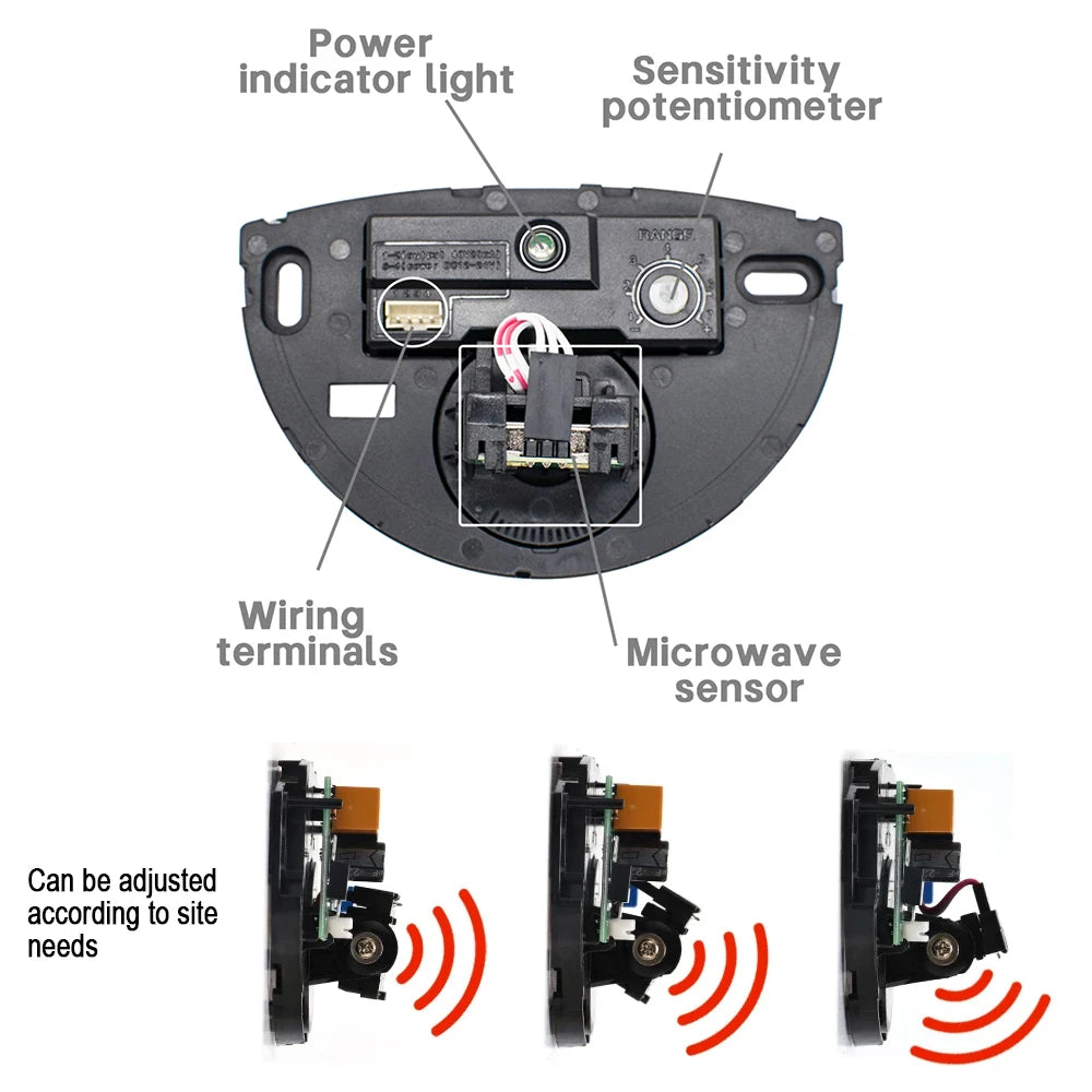 24.125GHz Micro Wave Motion Sensor Detector DC 12-24V Door Motion Detector Inductive Probe Automatic Door Opening Sensor
