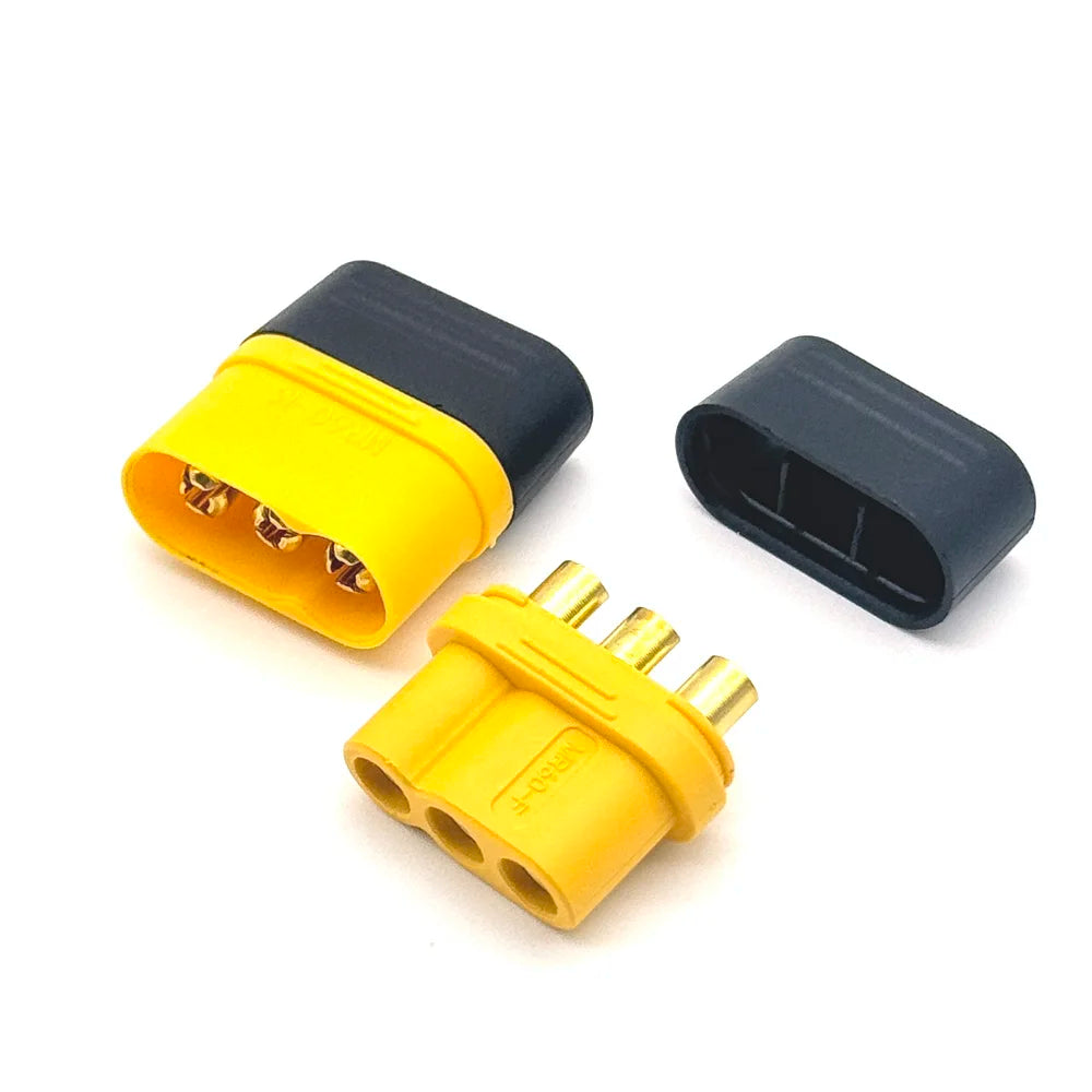 MR60 MR 60 Fireproof Female Male Three-core Connector With Sheath 3.5mm Brass Gold Plated For Lipo ESC RC Model
