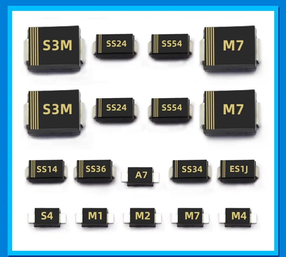 20PCS SMD Schottky Diode SS12 SMA SS14 1N5819 SS24 SB240 SS26 SR260 SS54 1N5824 SS34 1N5822 SR360 SS36 SS110 SB1100 SS2200