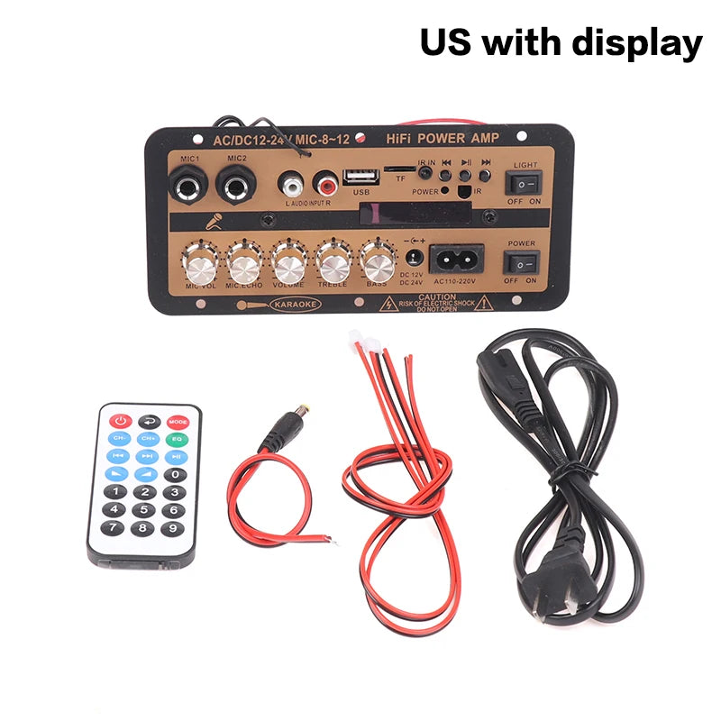 EU/US Plug Bluetooth 5.0 Amplifier Board With Optical Audio AMP USB FM Radio TF Player DIY Audio For Karaoke Home Car 110V/220V