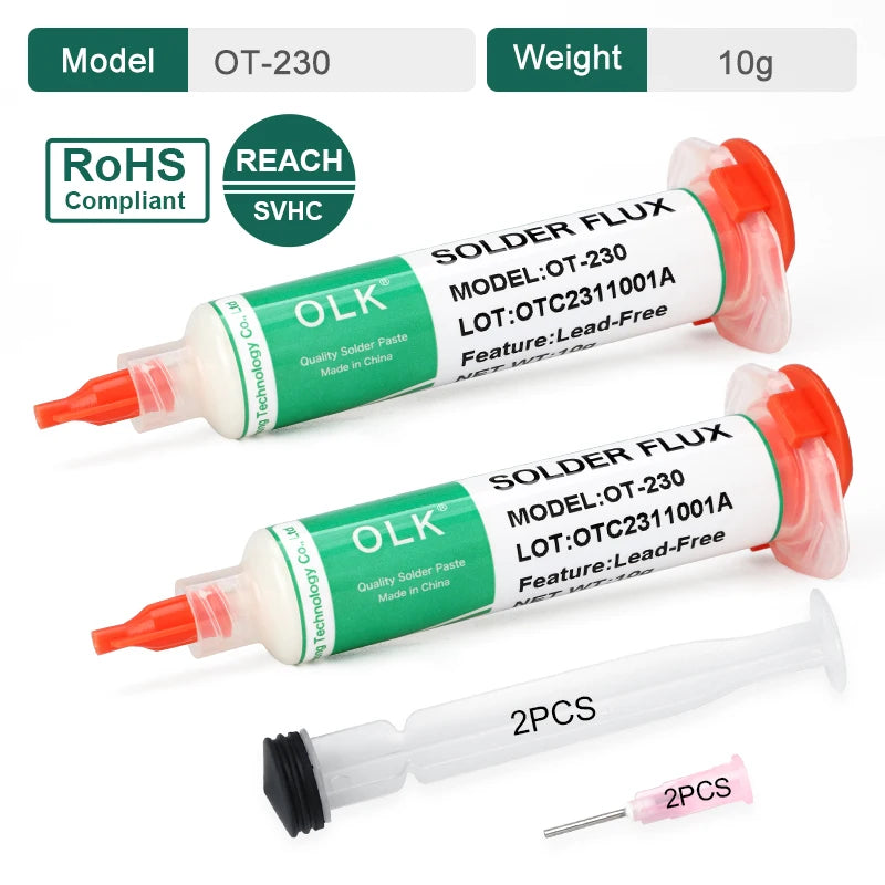 OLK Lead-Free Halogen-Free BGA Flux SMD PCB Repair Soldering No-Clean Ball Planting Rosin Solder Oil Solder Paste 10cc