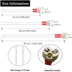 MR16 Lamp Base Ceramic Socket Base with 15/20/30cm Silicone Cable wire for LED and Halogen Lamps G4 G5.3 GY6.35 Accessory Plug