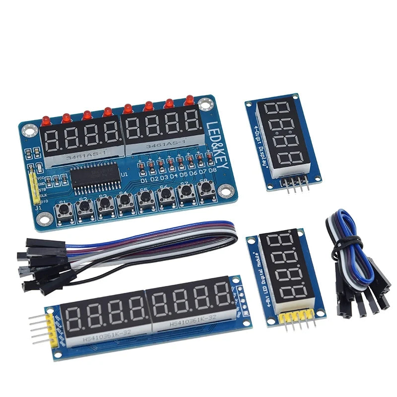 TZT TM1637 4 Bits / TM1638 / 74HC595 8 bit Digital LED Display Module 7 Segment 0.36Inch Clock RED Anode Tube Four Serial Driver