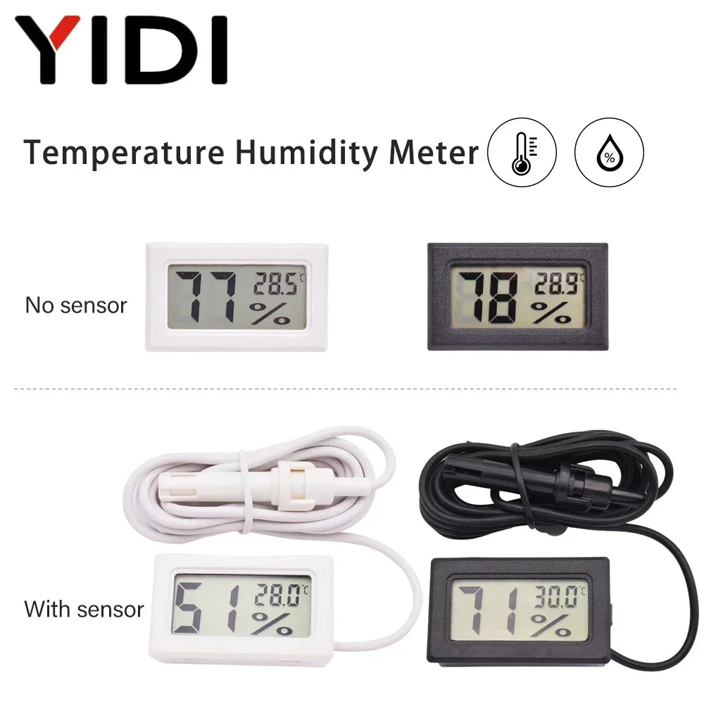 LCD Digital Indoor Outdoor Thermometer Thermo Hygrometer Probe Tester Incubator Aquarium Temperature Humidity Meter Sensor Gauge