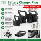 1/5/20Sets High Current REMA Type Forklift Male and Female Plug Battery Charging Connector 80A 160A 320A