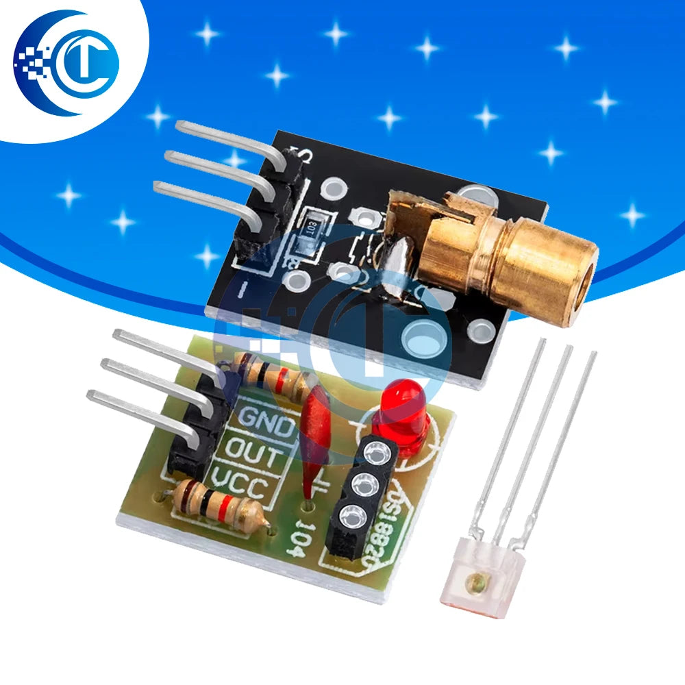 KY-008 650nm Laser Transmitter Module with Laser Sensor Module Non-Modulator Tube Laser Receiver Module Kit