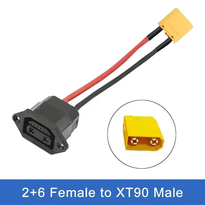 XT60/TX90 to 2+4/2+6 Cable Connector Male Female Electric Vehicle Lithium Battery Charging Socket 4 Square New Energy Power Line