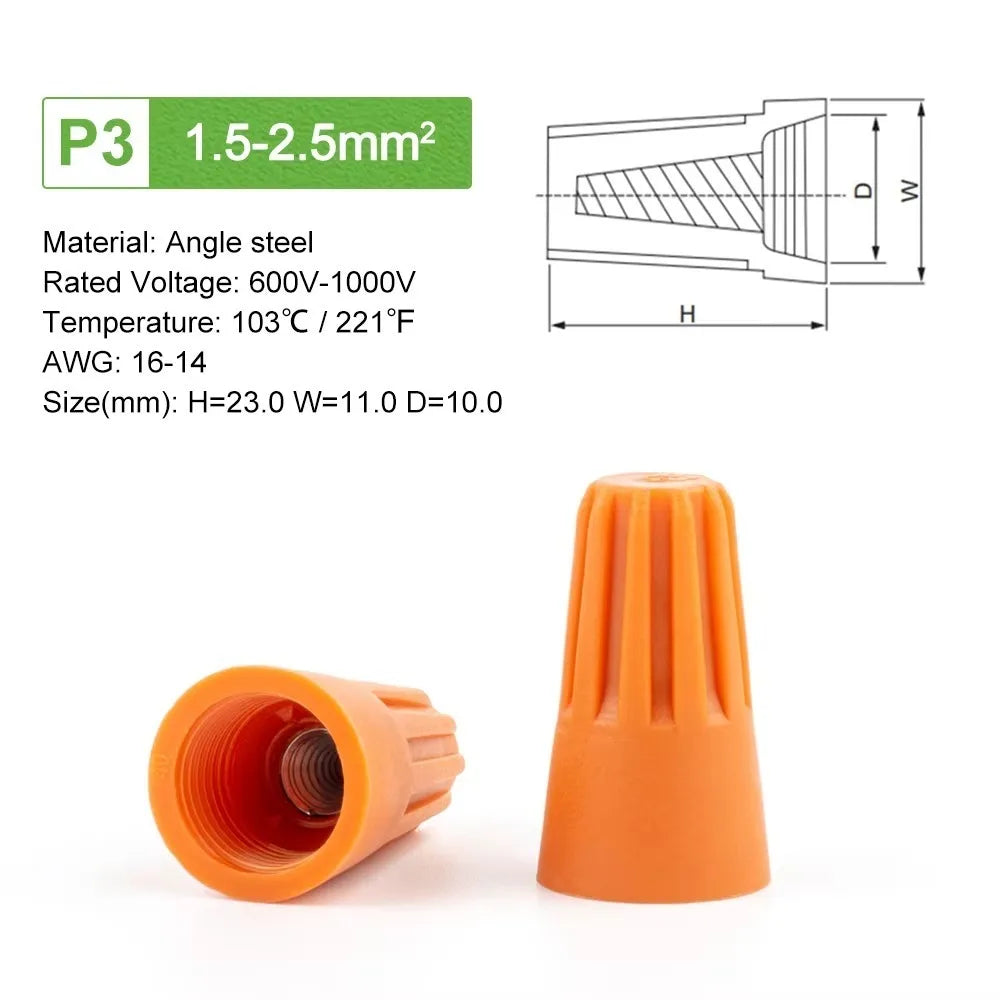 50PCS Colorful Electrical Insulated Crimp Twist Terminal Quick Wire Connector Nut Spring End Cap Connection