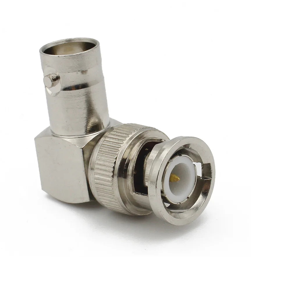BNC Male to BNC Female 90 Degree Right angle BNC RF Coaxial Converter with Nut Bulkhead  Adapter Wire Terminal  50ohm