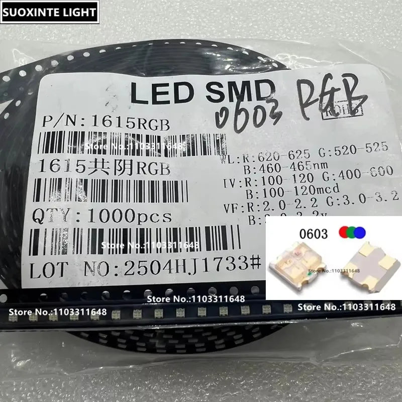 0603 RGB SMD LED, Common Anode/Cathode, 19-237/R6GHBHC 19-237B/R6GHBHC Full Color Lamp Beads 1.6*1.5MM