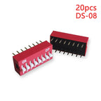 20PCS Red Toggle DIP Switch Module Spacing 2.54MM 24V Inline 1 2 3 4 5 6 7 8 9 10 12 PIN Quick Dial The Code Switch