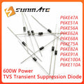 50PCS P6KE47A P6KE51A P6KE56A P6KE62A P6KE68A P6KE75A P6KE82A P6KE91A P6KE100A P6KE110A DO-15 TVS transient suppression diode