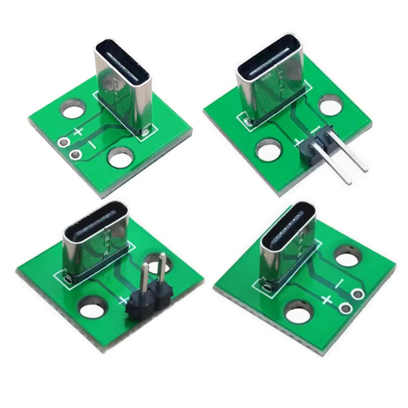 5/10PCS Data Charging Cable Jack Test Board with Pin Header 90 Degree Vertical Type C Female Male Connector Test PCB Board
