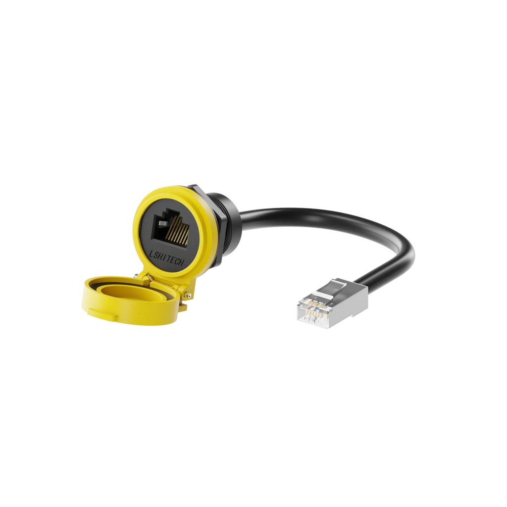 LR22 RJ45 Signal Connector 8P8C Ethernet IP65 Waterproof Retardant Terminal Network LAN CableAdapter Socket with Cap Cover