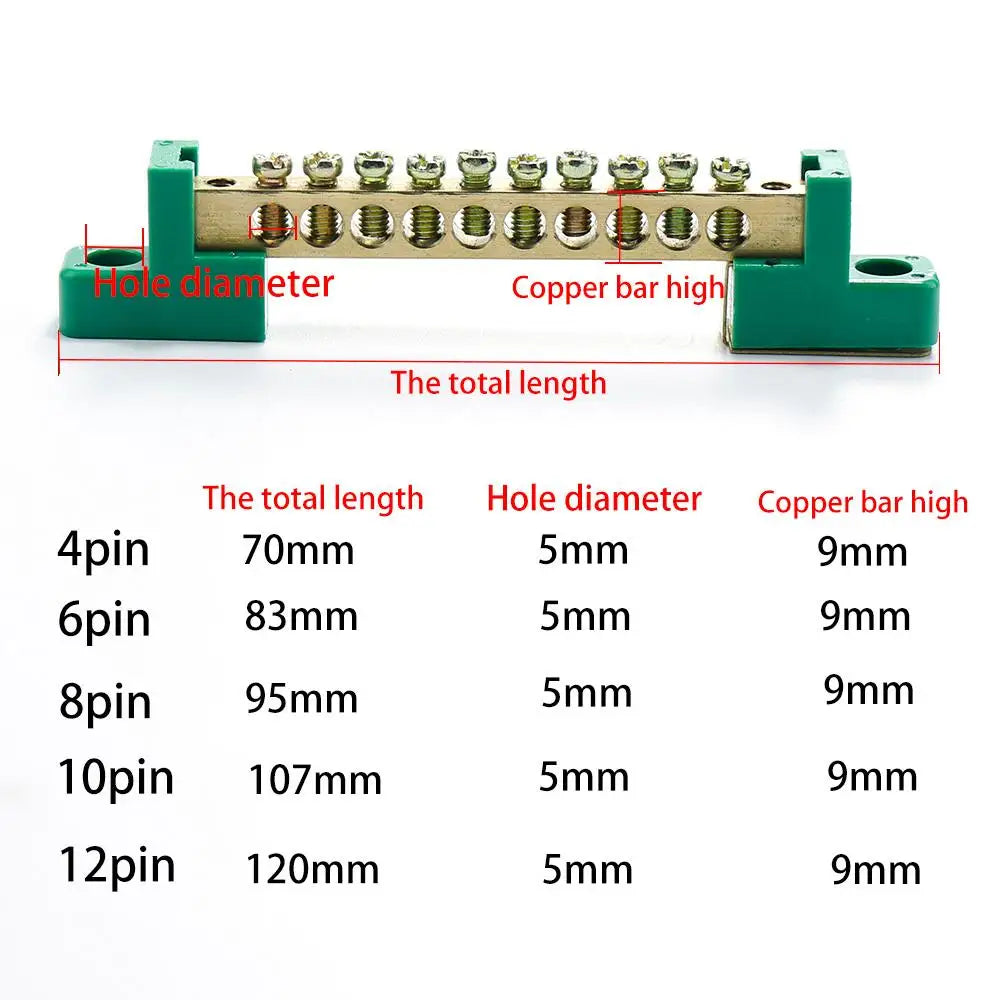Copper Screw Terminal Block Bar Wiring Row Zero Ground Brass Strip Protection Flame Retardant Distribution Box Connection