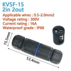 IP68 waterproof cable connector quick connection KVSF-15 2 in 2 out 2/3/4/5 pin Electrical Terminal Adapter Wire Connector