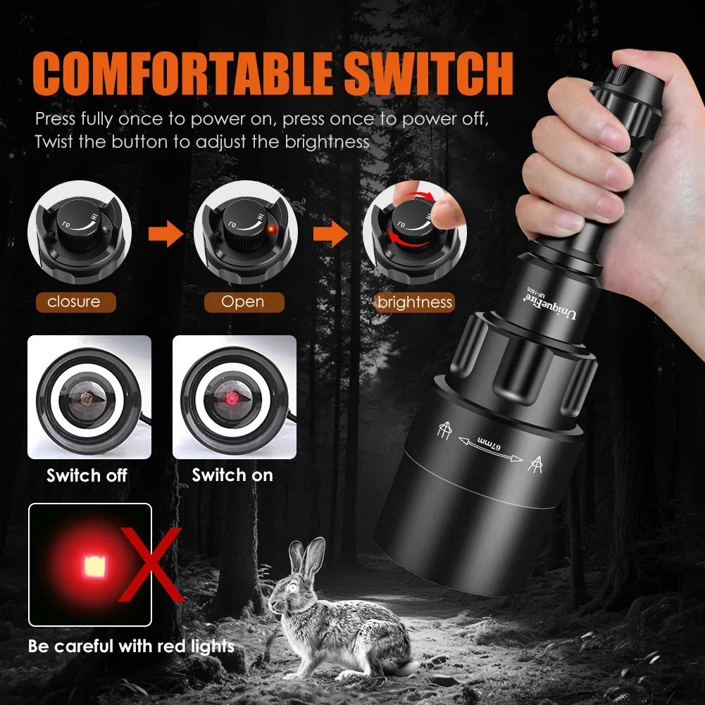 UniqueFire 1605 T38/50/67/75 IR850NM 940NM LED Infrared FlashLight Dimmer Switch illuminator USB Rechargeable Torch Night Vision