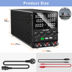 NICE-Power Dual Lab Power Supply 30V 10A Adjustable 3 Channel 60V 120V 240V Digital Bench Power Source Multiple Series Parallel