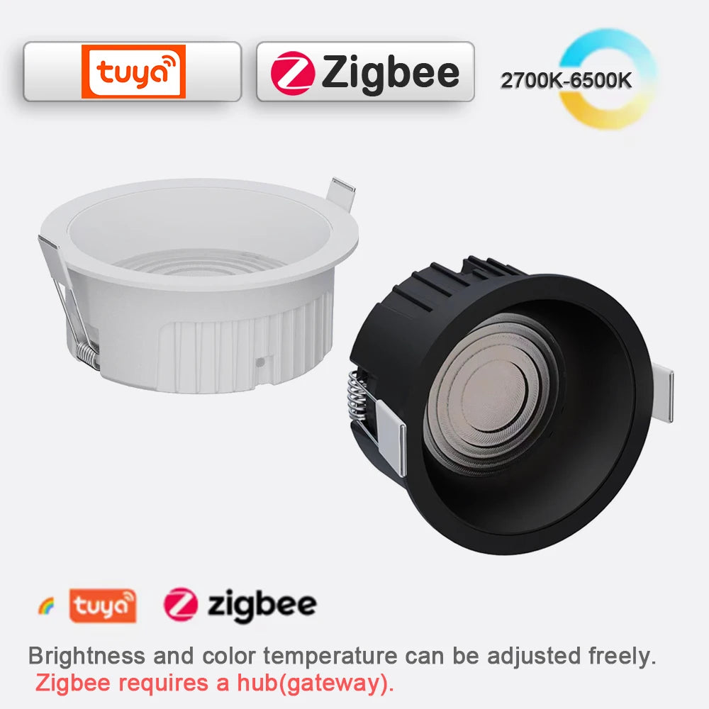 Recessed Round LED COB Ceiling Spot Light 3CCT Tuya Bluetooth/ Zigbee Matter Fixtures Lighting Indoor Smart Lamp Lighting