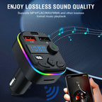 Car Charger Dual USB Type C Car MP3 Player Bluetooth 5.3 Support TF Card U Disk Phone Charger Car FM Transmitter Clear Calling
