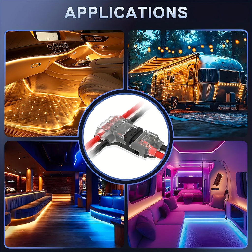 T1 T2 Quick-Connect Snap-In Terminals, No Welding No Stripping Automatic Wire Connectors, Professional Electrical Cable Accessor