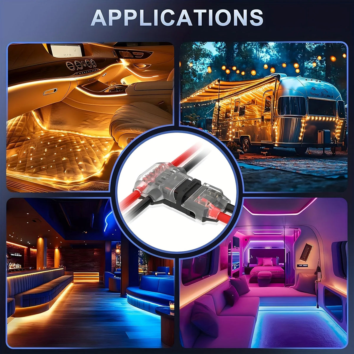 T1 T2 Quick-Connect Snap-In Terminals, No Welding No Stripping Automatic Wire Connectors, Professional Electrical Cable Accessor