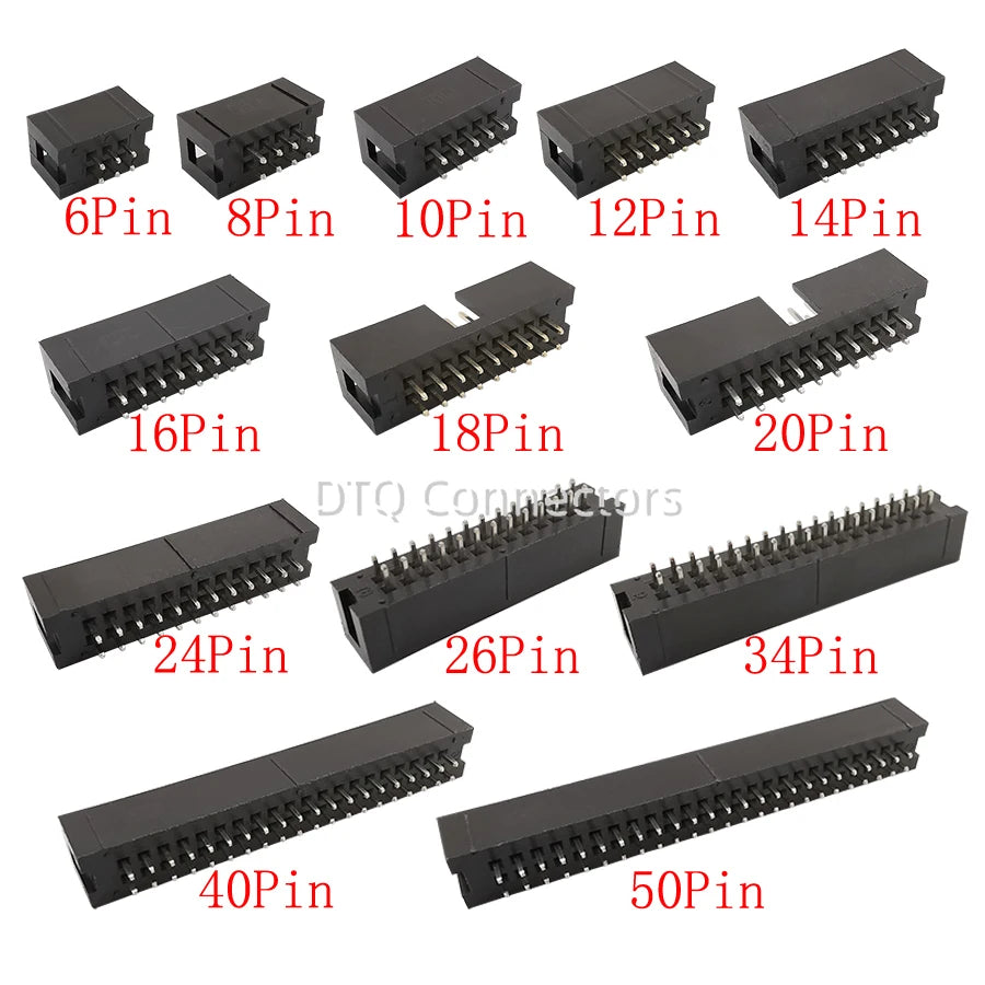 10-50Pcs DC3 IDC JTAG Socket 6-50Pin Male Header Connector 2.54mm Pitch Straight Needle DC3 ISP Double-spaced 2*6-50P DC3 Header