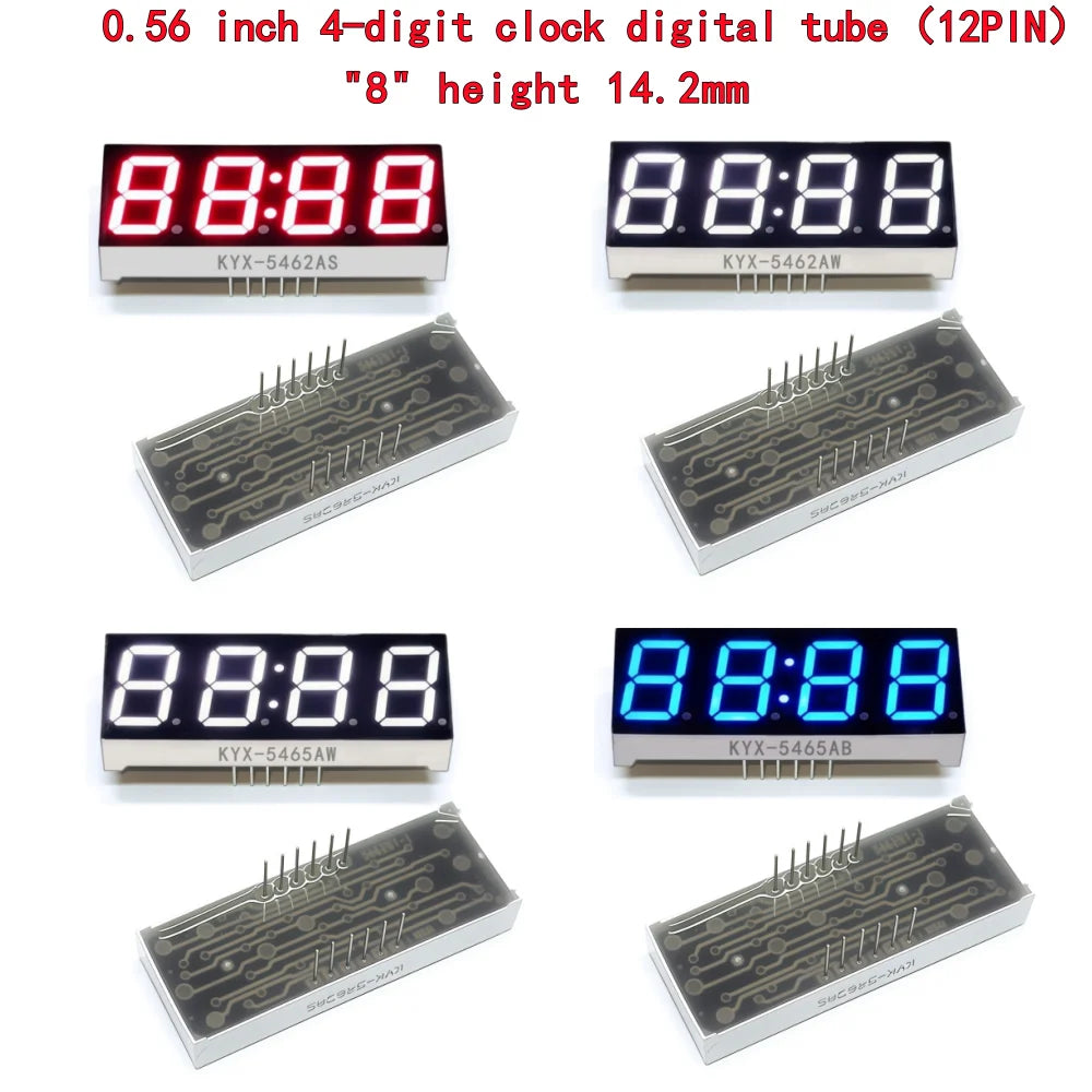 10PCS 0.56-inch 4-digit clock digital tube 50mmX19mm digital display "8" height 14.2mm seven-segment digital tube5462series5465