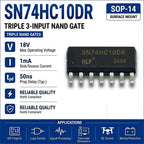 (10 pcs) SN74HC10N DIP-14/SN74HC10DR SOP-14 74HC10 Triple 3-Input NAND Gate 2V-6V