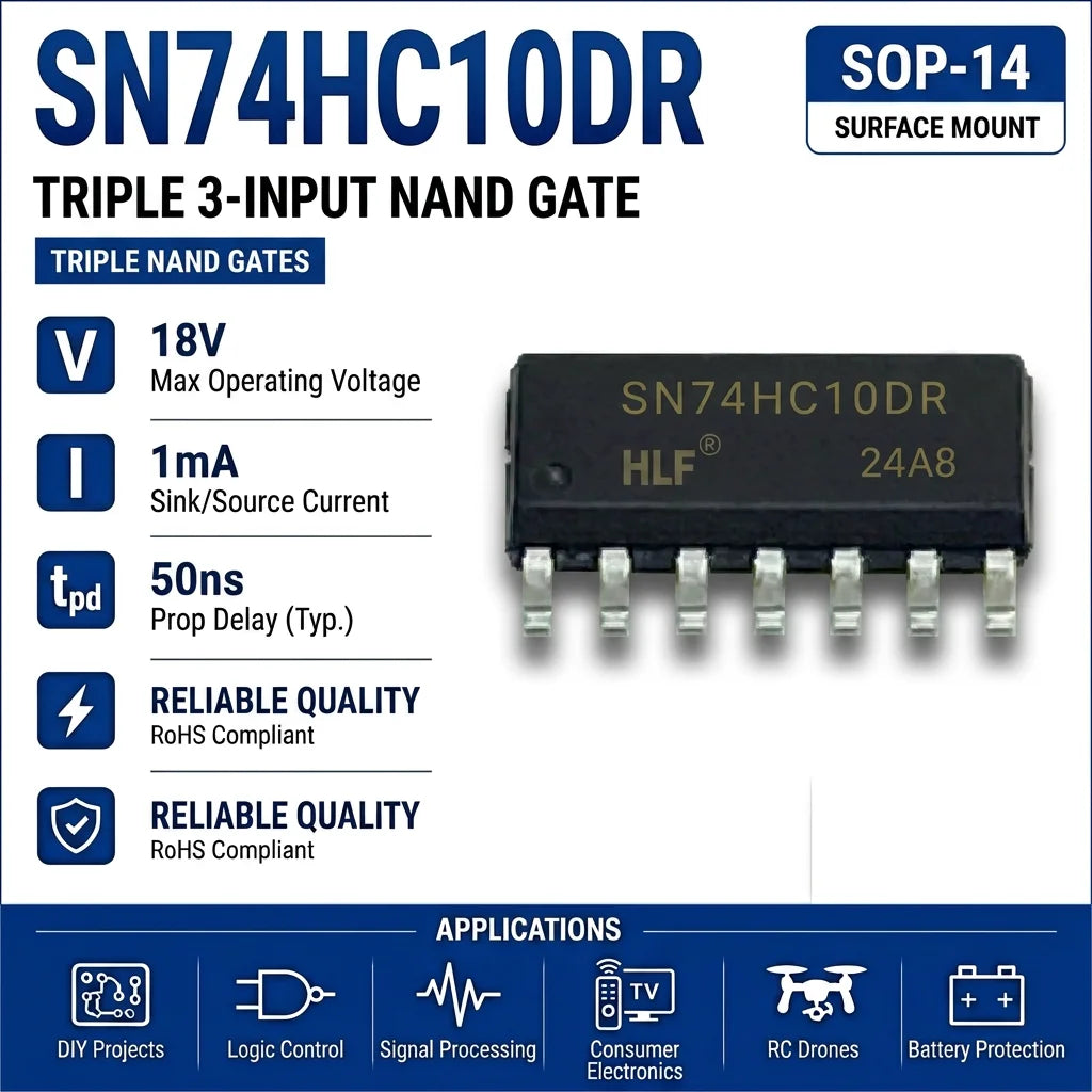 (10 pcs) SN74HC10N DIP-14/SN74HC10DR SOP-14 74HC10 Triple 3-Input NAND Gate 2V-6V