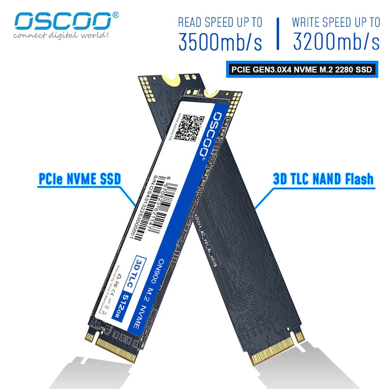 OSCOO 1TB SSD M.2 2280 NVMe Internal Solid State Drive NVMe PCle Gen3.0x4 3D TLC NAND Flash SSD Hard Disk HDD for Laptop Desktop