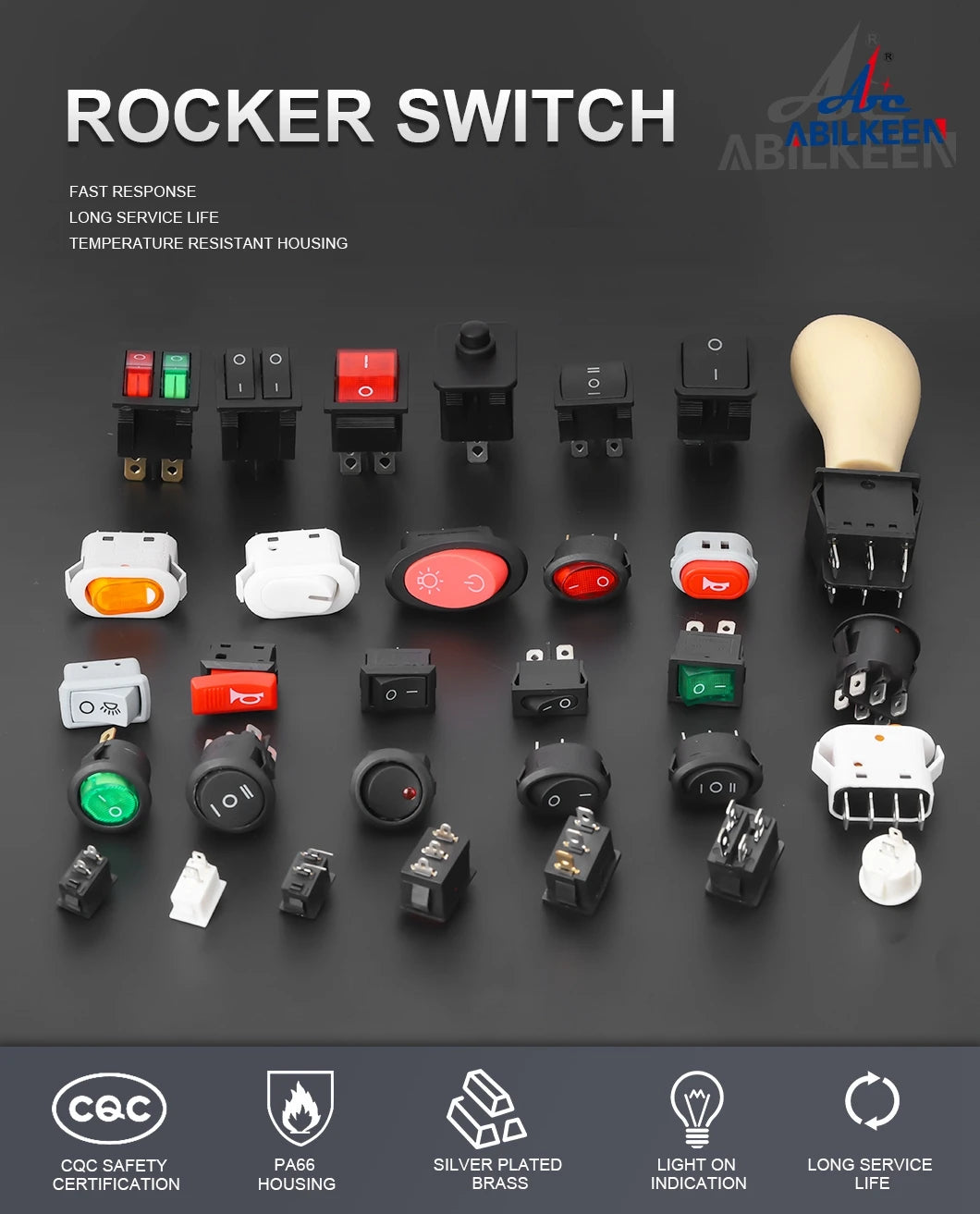50PCS/LOT Factory Supply KCD2 Mini Rocker Toggle Switch Dual Push Button ON-OFF Plastic Rocker Switch with LED Light 16A250VAC