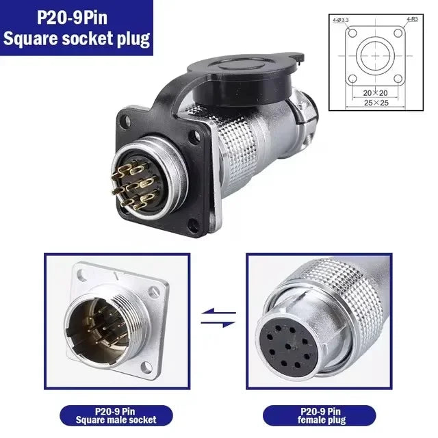 PLS20 Aviation Connector WS20 TP20 Opening Diameter 20mm 2/3/4/5/6/7/8/9/10/12 Pin Male Female Aviation Plug Aviation Socket