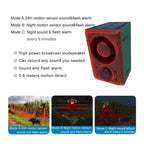 Outdoor Solar Motion Sensor Alarm with Remote Control 129DB with Motion Detector for Farm Yard Garden Garage Shed