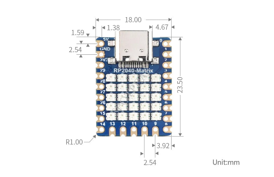 Raspberry Pi RP2040 RP2350 RGB LED 5×5 Matrix Based RP2040-Matrix Development Board On RP2040 Dual Core Processor