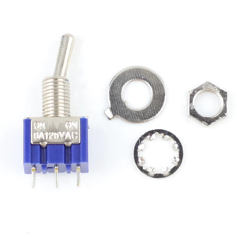 5PCS Blue Mini MTS-102 3-Pin SPDT ON-ON 6A 125VAC Miniature Toggle Switches MTS-103 MTS-202 MTS-203 6PIN ON-OFF-ON