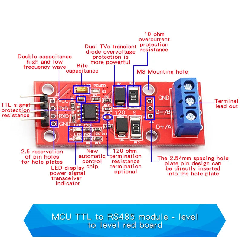 1PCS TTL to RS485 Module 485 to Serial Port UART Level Mutual Transfer Hardware Automatic Flow to the Control Board