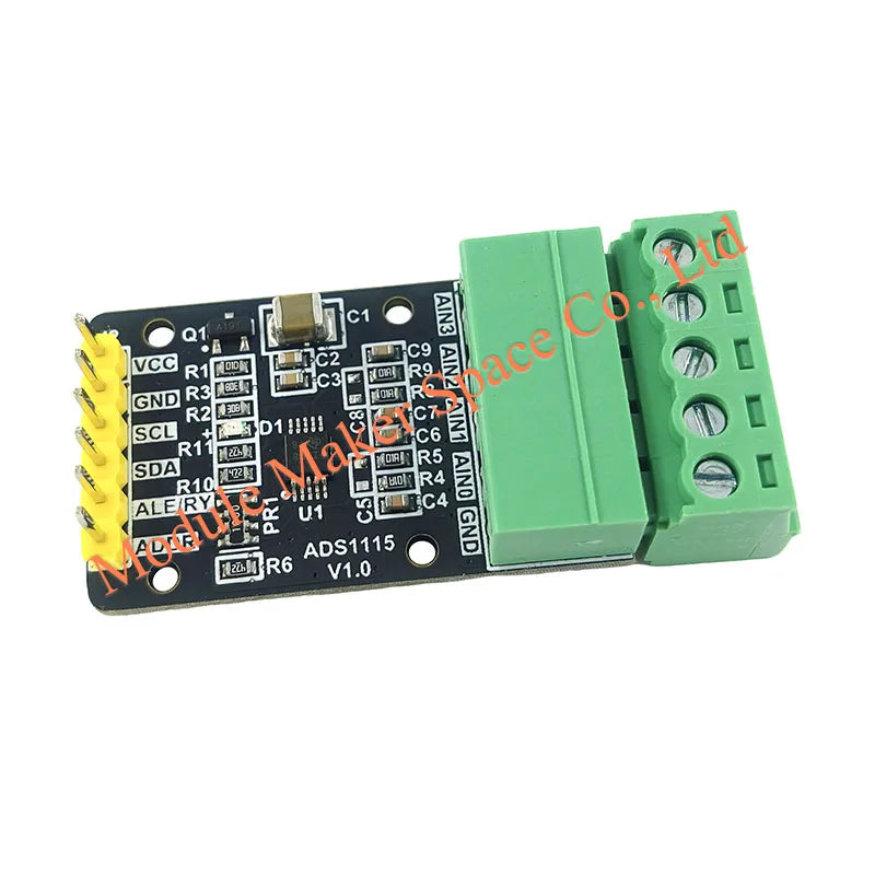 ADS1115 4-Channel 16-Bit High Precision ADC Converter Module, Programmable Gain Amplifier, I2C Interface, for Data Acquisition