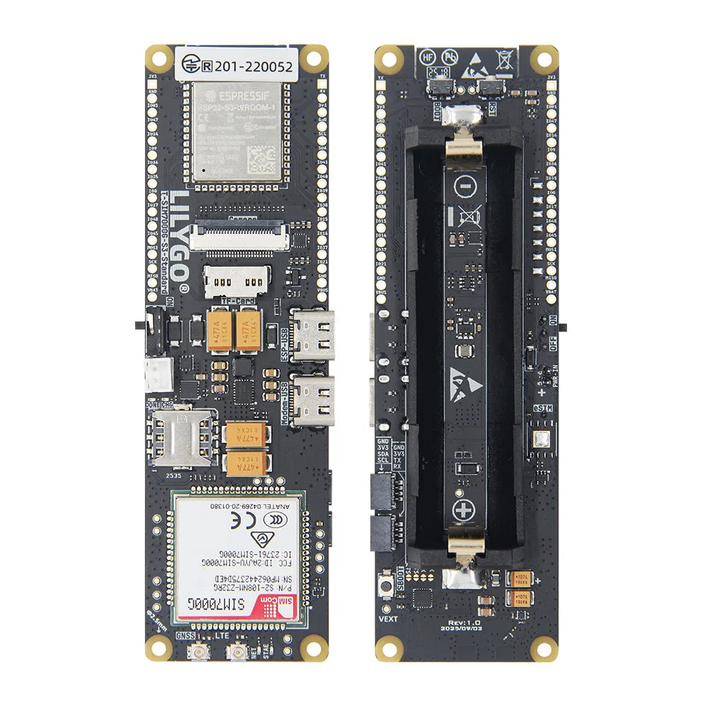 T-SIM7000G-S3-Standard SIM7080G ESP32-S3 WIFI BLE IOT Controller Development Board Cat-M/NB-loT+Camera +GNSS+TFCard+18650