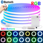 5V Bluetooth RGB LED Neon Strip Light 1M 2M 3M 3AA Battery Box 17Key 24key 44key Remote Control 108Leds/M Waterproof Room Decor