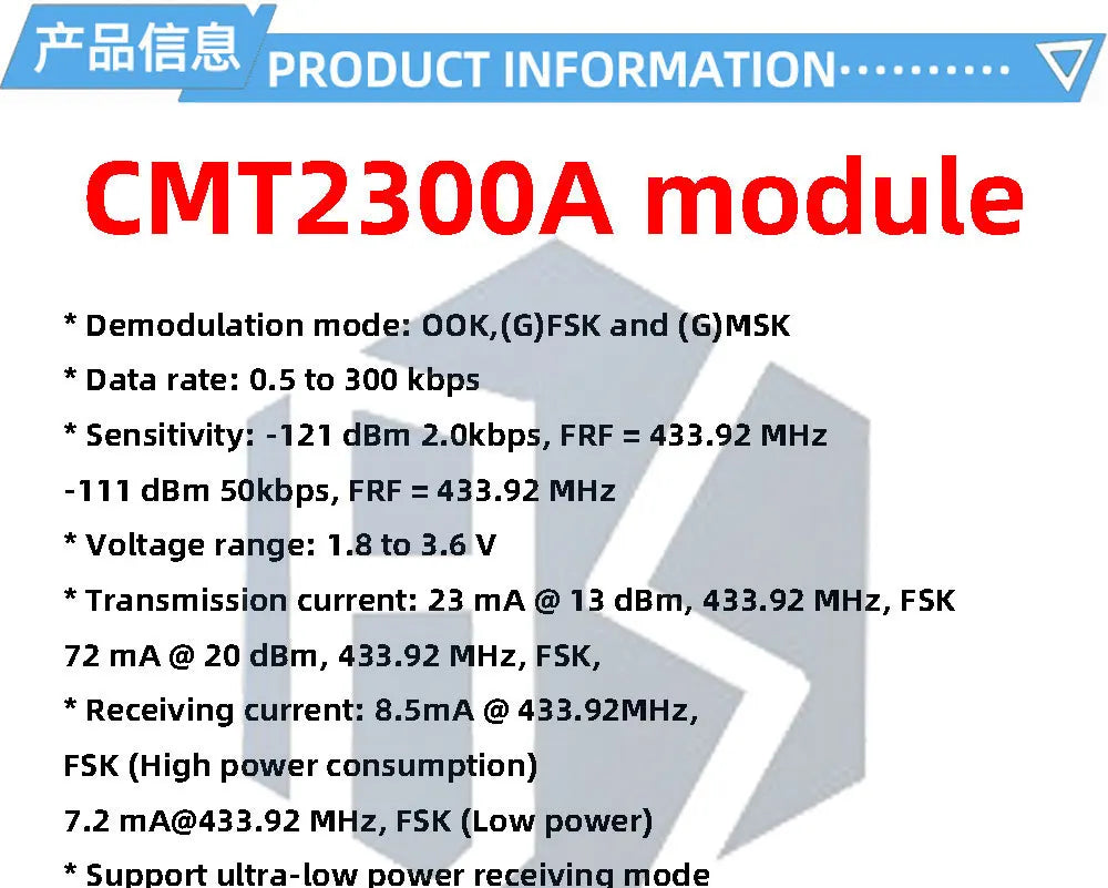 CMT2300A Wireless module 433M wireless data transmission/similar to SI4438/lora/SI4432 wireless module