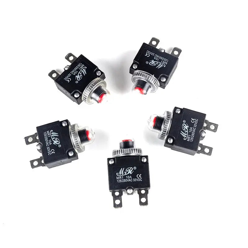 5Pcs Circuit Breaker Overload Protector Switch Fuse 3A 4A 5A 8A 10A 12A 15A 18A 20A 25A 30A Resettable 220V with Waterproof Cap