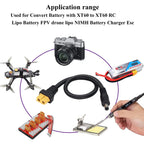 2pack XT60 Connector to DC 5.5X 2.5mm Male Power Jack Adapter Cable for TS100 Soldering Iron,FPV Monitor Power,Drone Power Cord